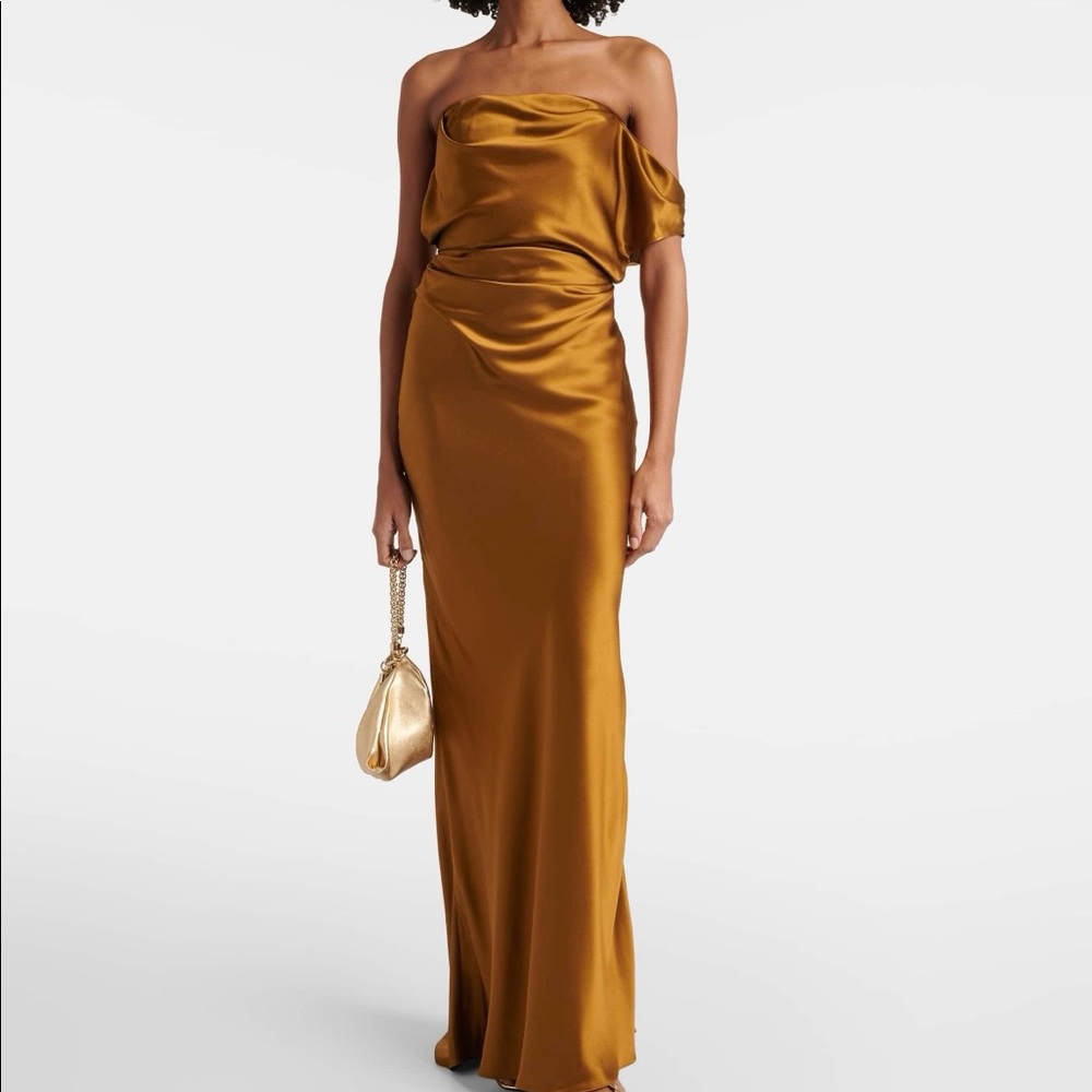 The Sei draped silk gown - Color Amber